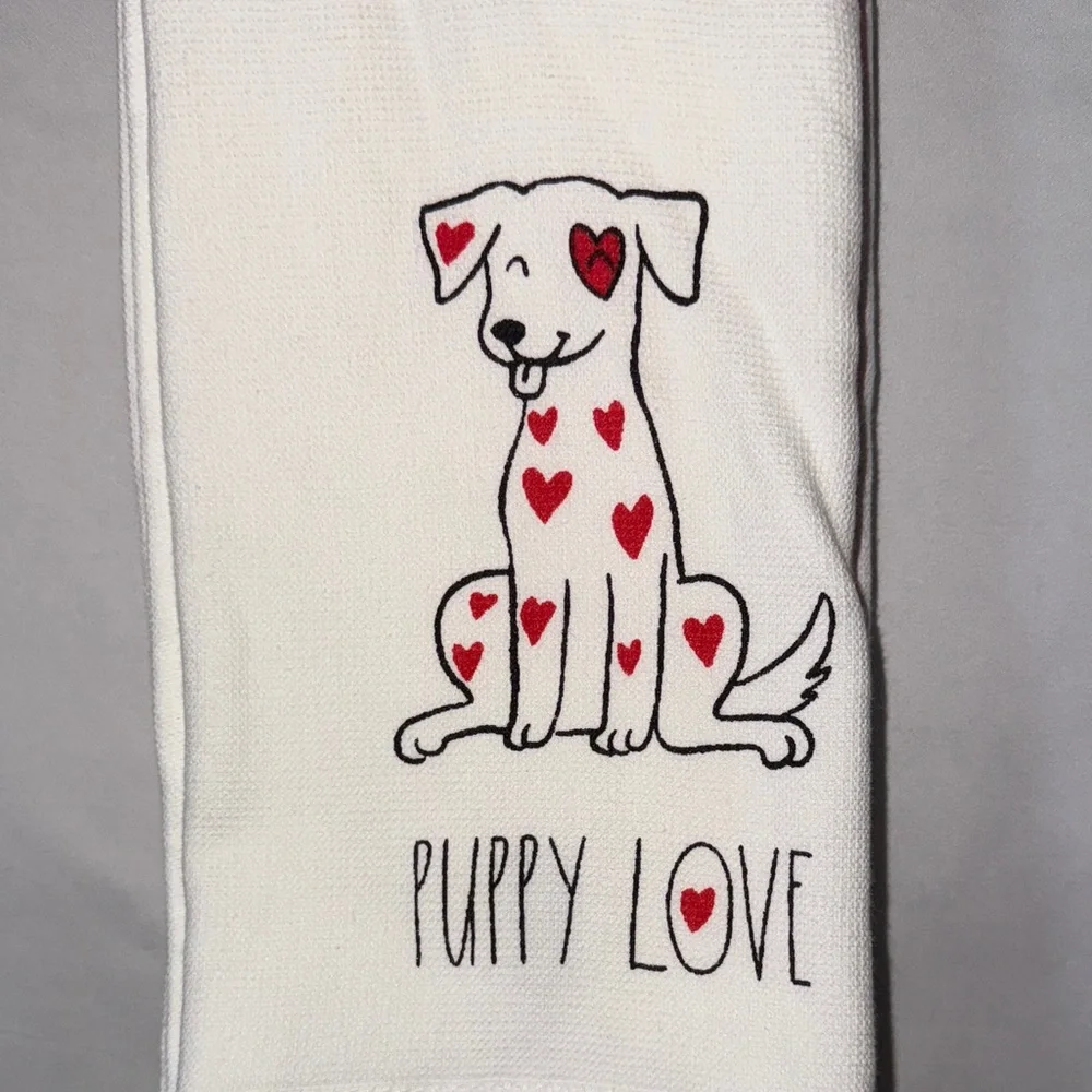 Rae Dunn Puppy Love Valentine’s Day 3 Piece Kitchen Towel Set